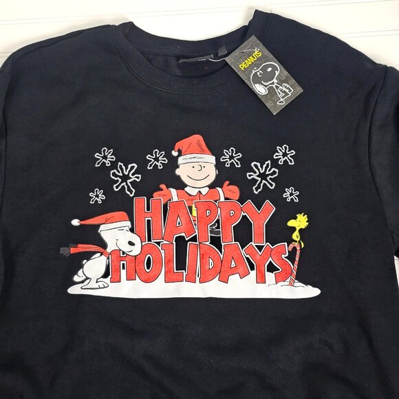 Peanuts Snoopy Happy Holidays Women's Black Long Sleeve Sweatshirt Size 1X NWT - Picture 2 of 11